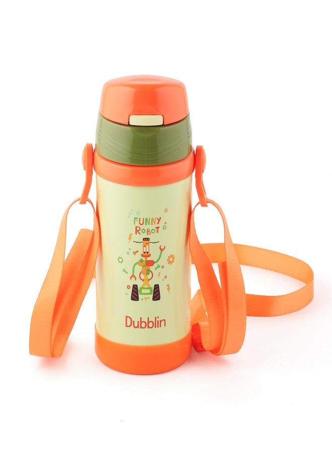 Dubblin Charlie Kids Water Bottle 350 ml | Double Wall Vacuum Insulated Stainless Steel Bottle | Keeps Water Hot & Cold | No Sweat | Leak Proof | BPA Free-Green - Image 1